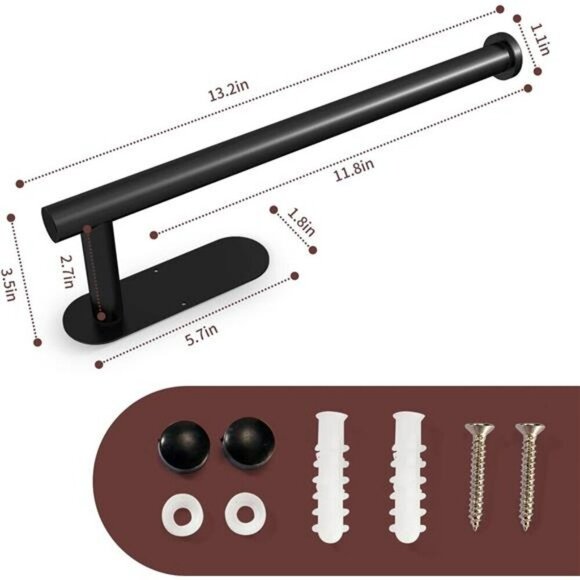 Stainless Steel Under Cabinet Paper Towel Holder Wall Mount Kitchen Rack - Picture 4 of 7